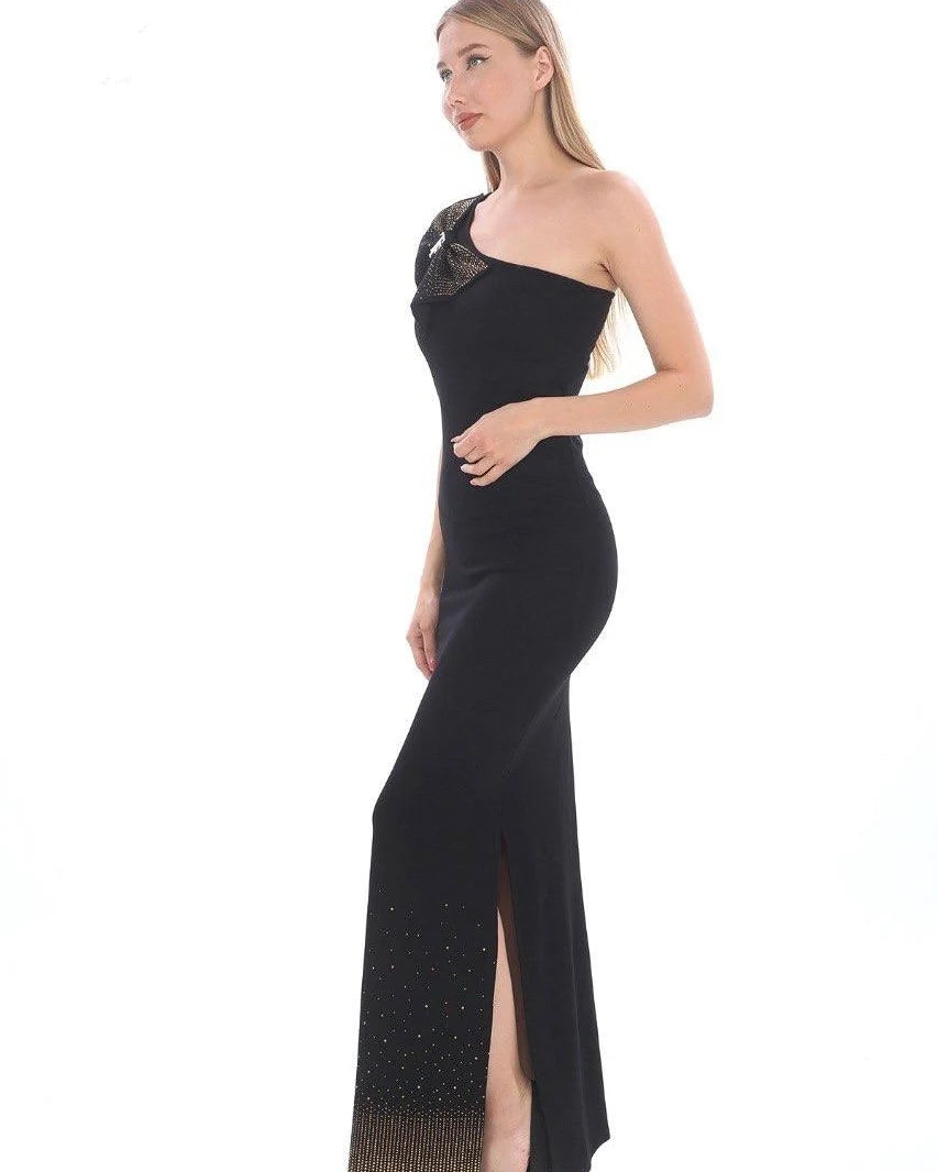 One-Shoulder Black Women's Dress