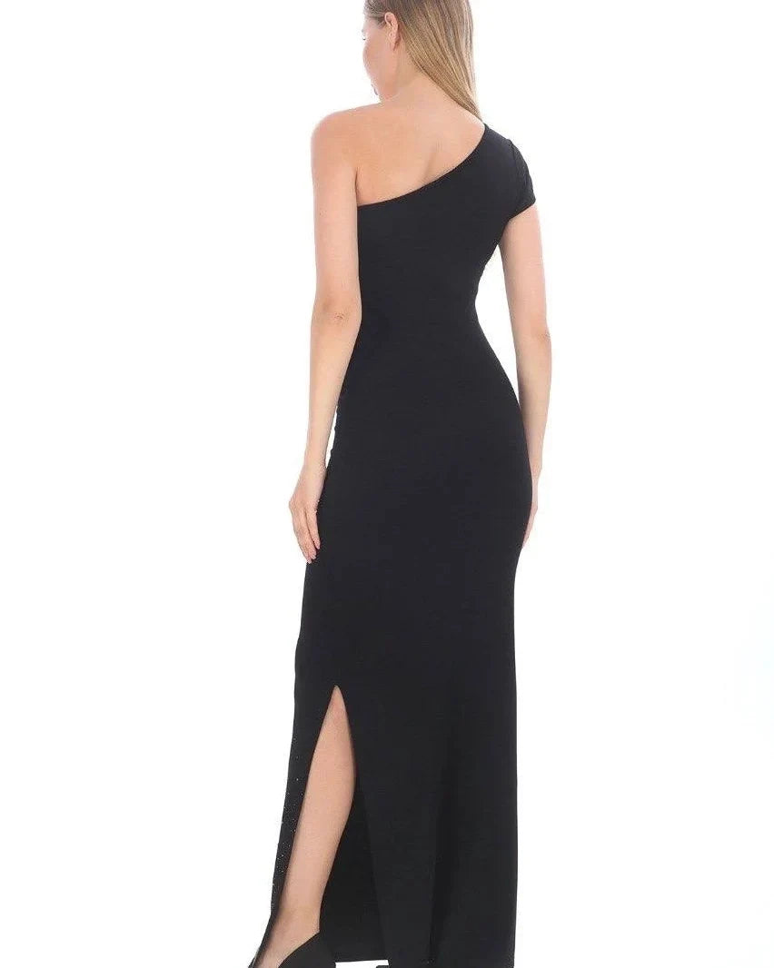 One-Shoulder Black Women's Dress