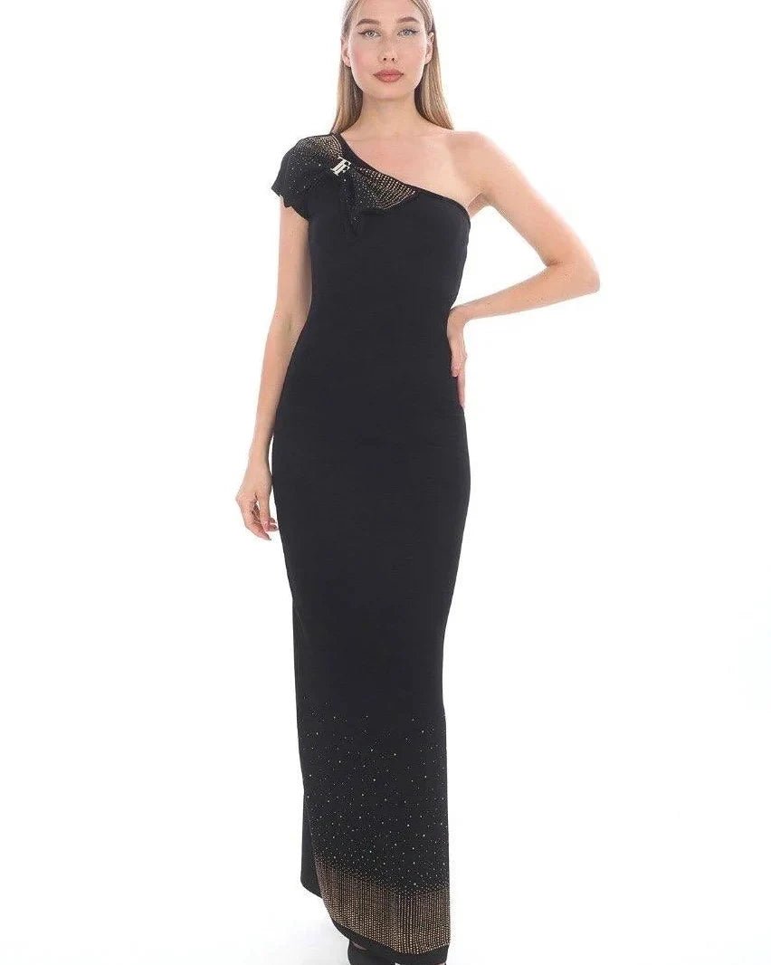 One-Shoulder Black Women's Dress